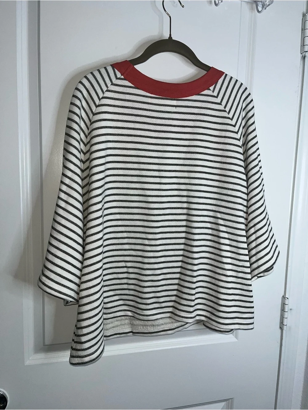 Bucket List Cotton Terry Cloth Lined Striped Cropped Oversize Casual Beach Top L - Picture 2 of 10